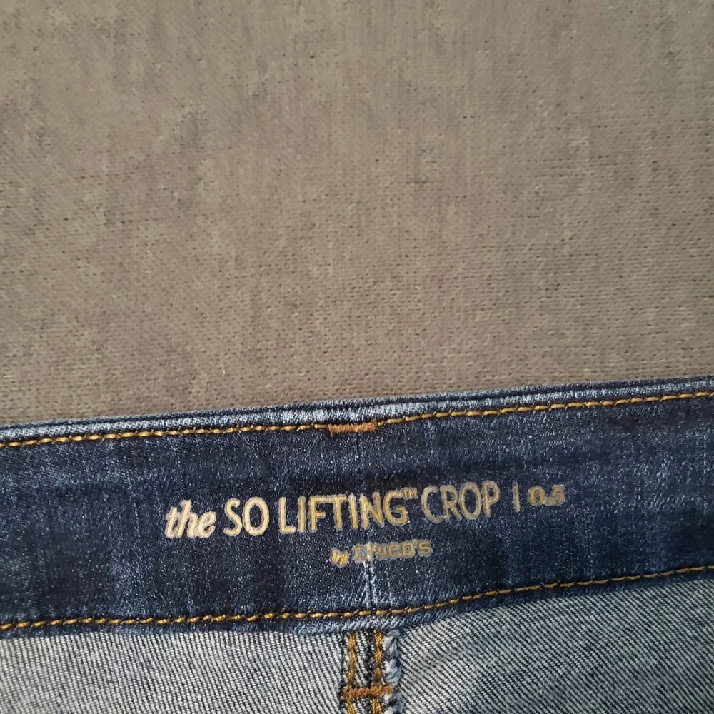 Chico's So Lifting Crop Jeans Womens 6 Dark Blue‎ Denim Stretch Pants